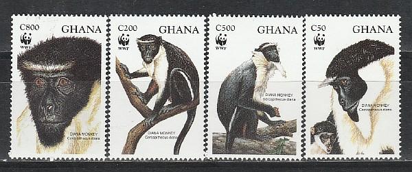 Фауна, Обезьяны, Гана 1994, 4 марки